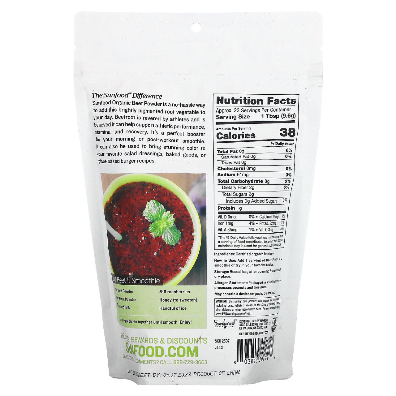 OG2 SUNFD BEET POWDER (1x8.00)